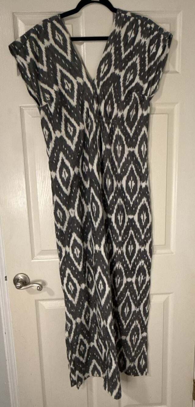 Esby Apparel Ikat Printed 100% Cotton Maxi Dress